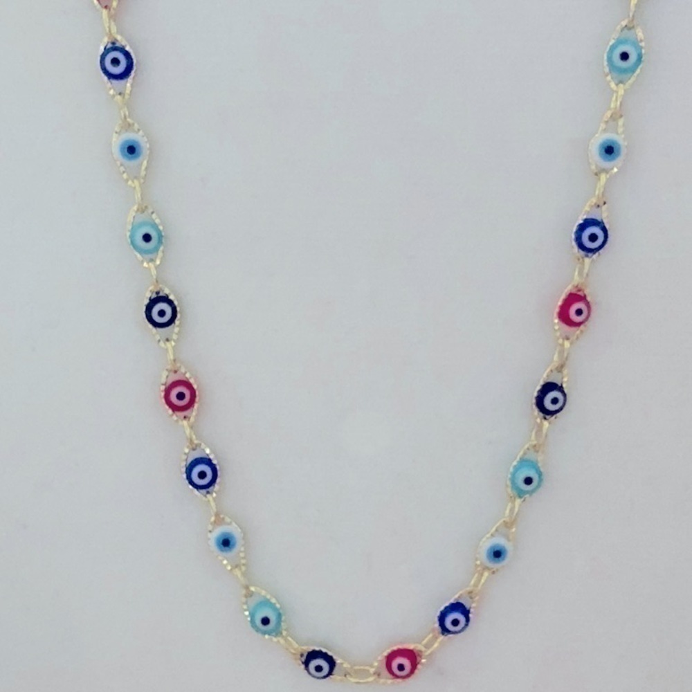 Evil Eye Choker Necklace For Women 15.7”+2” Long 14K Gold Plated Evil Ey…